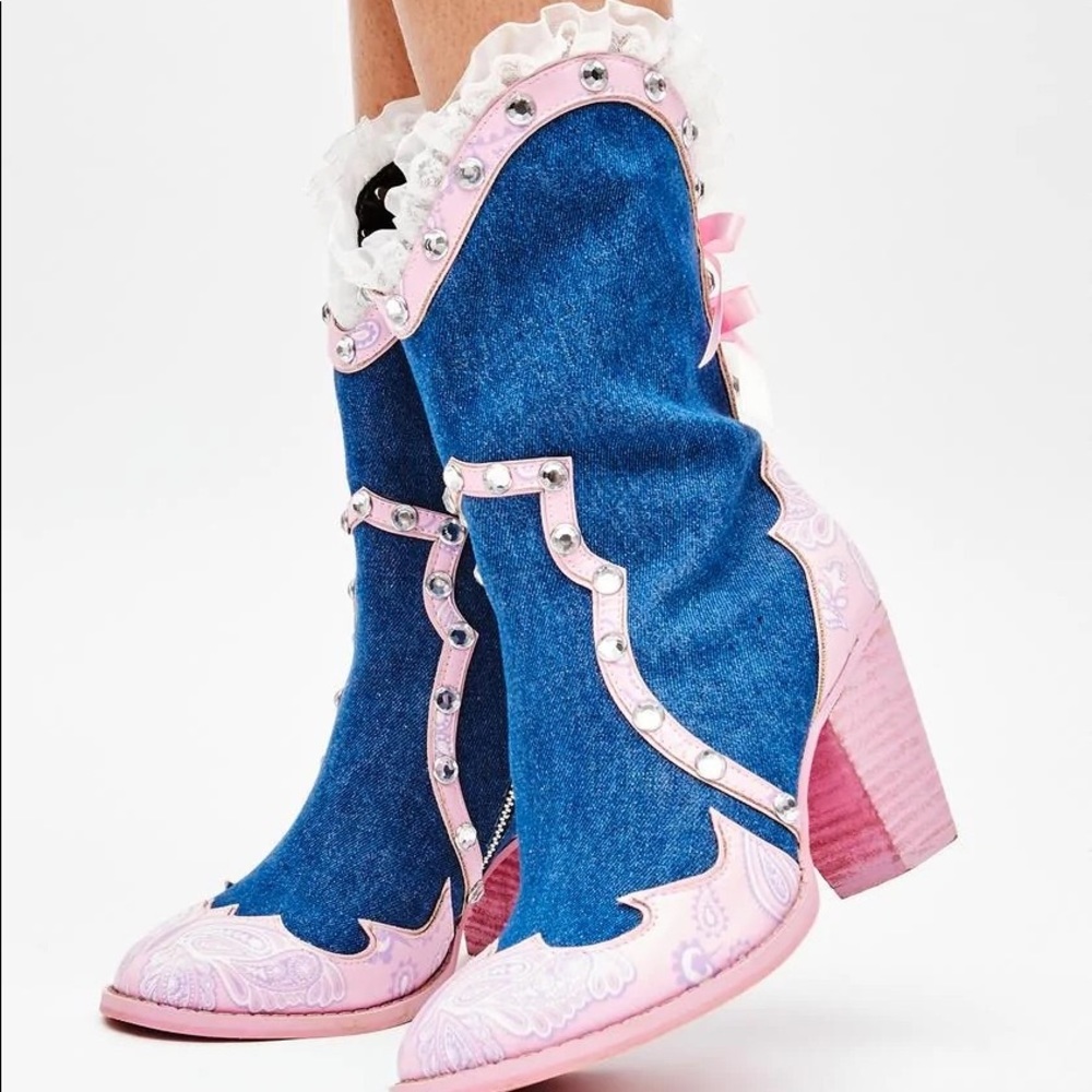 dollskill denim cowboy boots